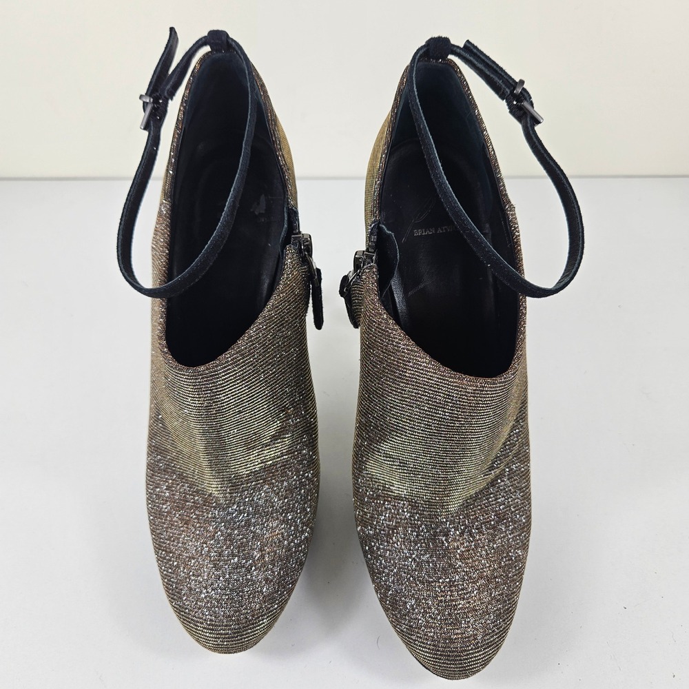 B. Brian Atwood Fruitera Womens 7.5 Gold Bronze Iridescent Strap Stiletto Heels - Picture 7 of 11